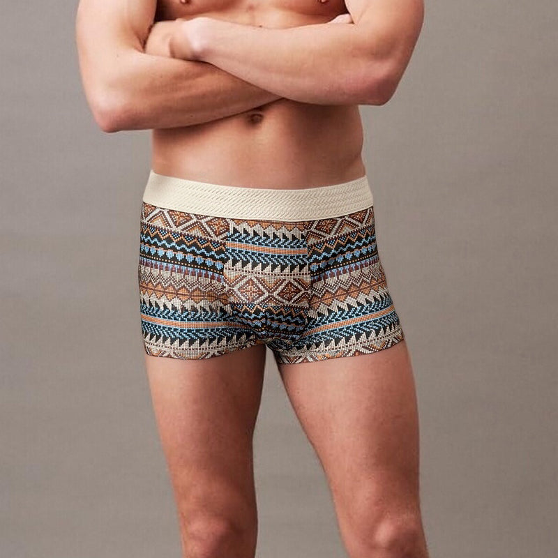 Andningsbara boxershorts för herr med geometriskt mönster – 1 set (3 st)
