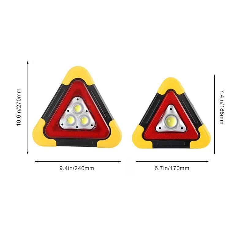 2-i-1 LED-varningstriangel med solenergi