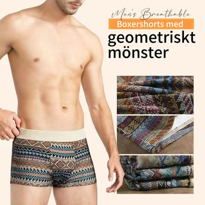 Andningsbara boxershorts för herr med geometriskt mönster – 1 set (3 st)