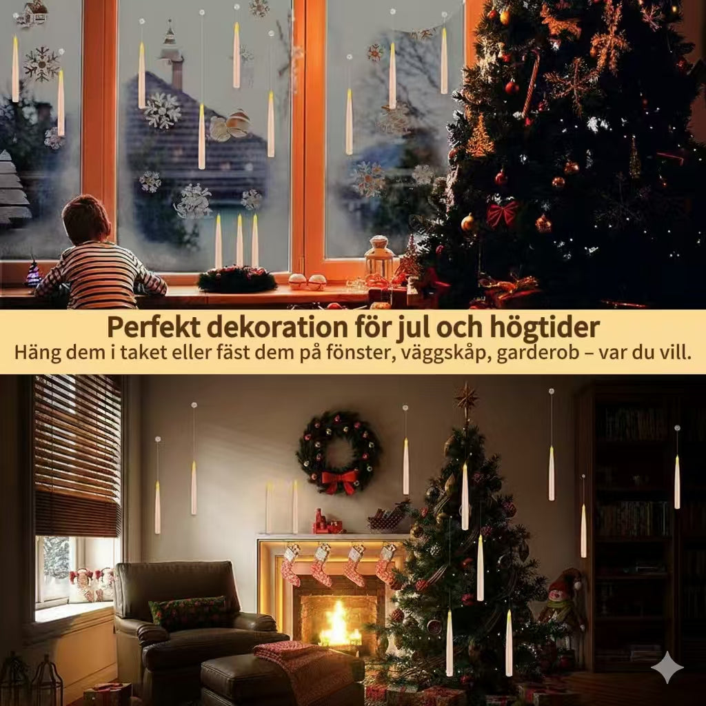 12 svävande LED-ljus med trollstav fjärrkontroll – flamlösa hängande ljus för jul- & halloween­dekoration