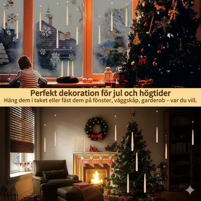 12 svävande LED-ljus med trollstav fjärrkontroll – flamlösa hängande ljus för jul- & halloween­dekoration