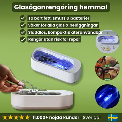 Ultraljudsrengörare för glasögon och smycken