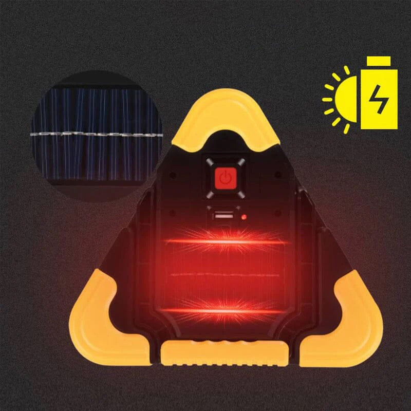 2-i-1 LED-varningstriangel med solenergi