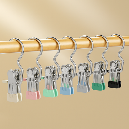 Rostfria tvättklämmor – Set med 12 extra starka clips