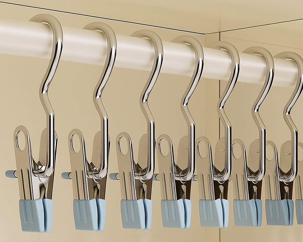 Rostfria tvättklämmor – Set med 12 extra starka clips