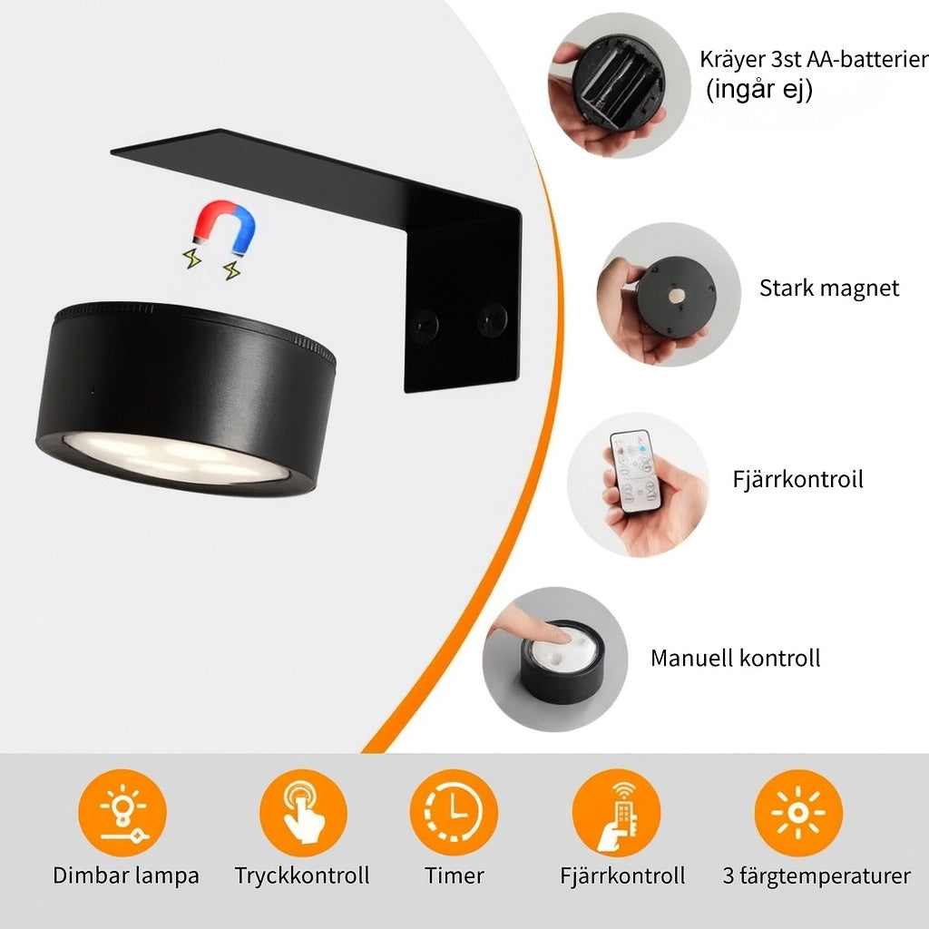 Magnetisk trådlös lampa – 1 set [3 st]