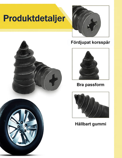 Vakuum däckreparations pluggar i gummi