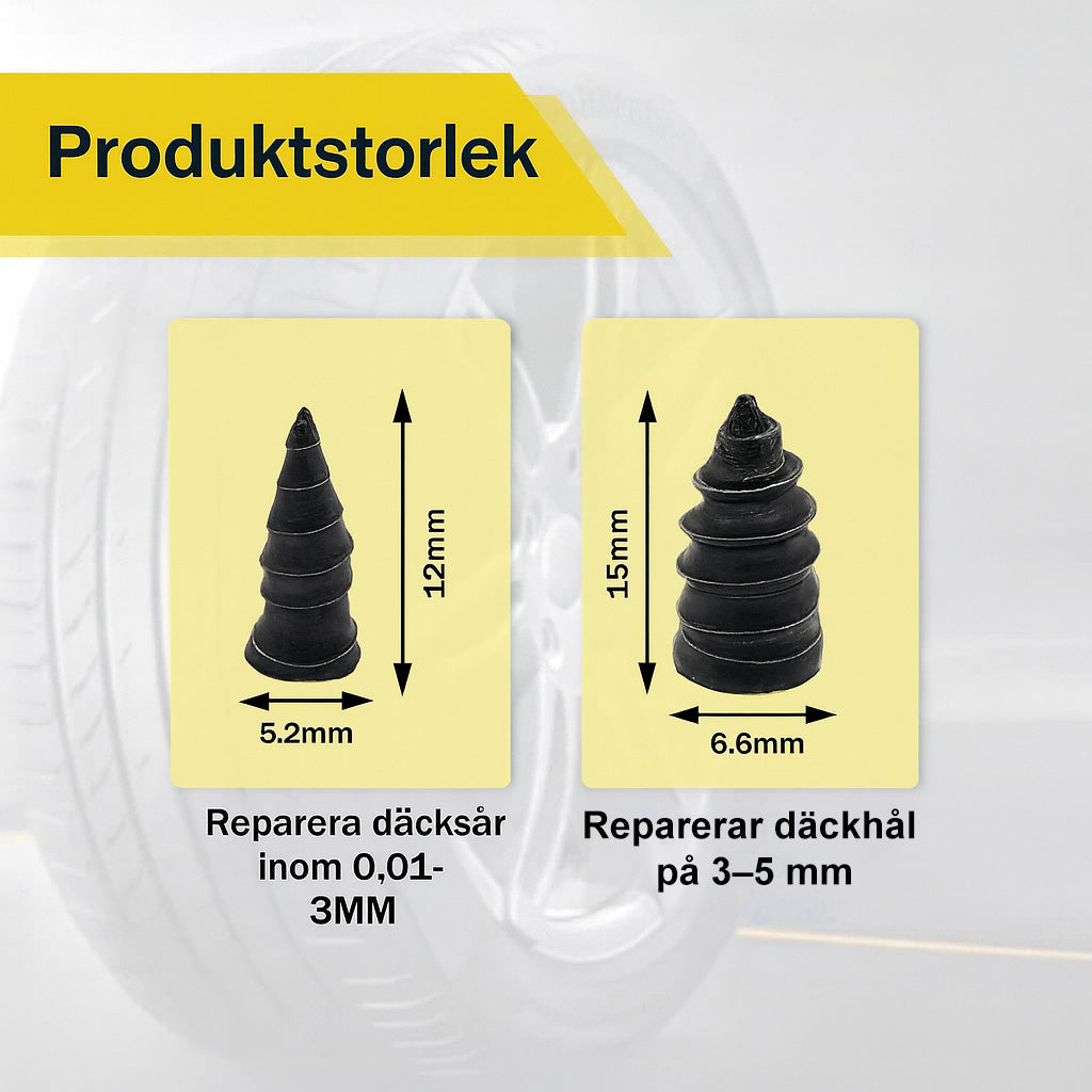 Vakuum däckreparations pluggar i gummi