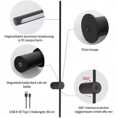 Trådlös vägglampa med modern design