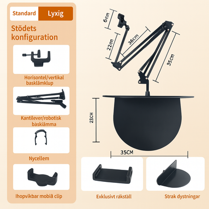 Dold sänghållare – utdragbart stativ för telefon och surfplatta
