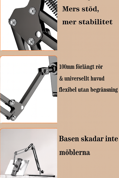 Dold sänghållare – utdragbart stativ för telefon och surfplatta