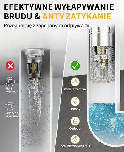 2-i-1 avloppspropp och hårsil för handfat