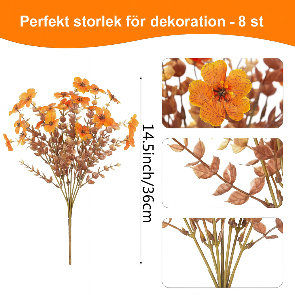 Konstgjorda blommor för trädgårdsdekoration – set om 8 st för utomhusbruk