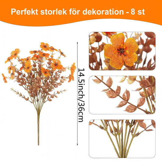 Konstgjorda blommor för trädgårdsdekoration – set om 8 st för utomhusbruk