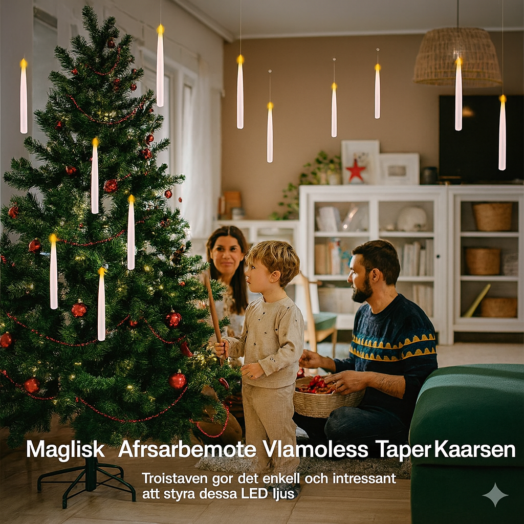 12 svävande LED-ljus med trollstav fjärrkontroll – flamlösa hängande ljus för jul- & halloween­dekoration