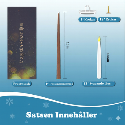 12 svävande LED-ljus med trollstav fjärrkontroll – flamlösa hängande ljus för jul- & halloween­dekoration