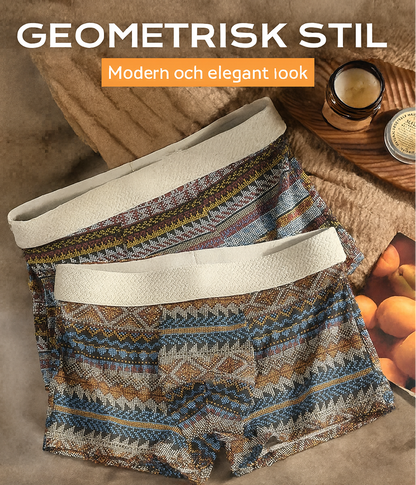 Andningsbara boxershorts för herr med geometriskt mönster – 1 set (3 st)