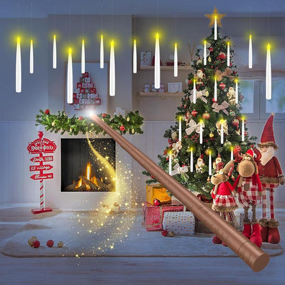 12 svävande LED-ljus med trollstav fjärrkontroll – flamlösa hängande ljus för jul- & halloween­dekoration