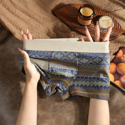 Andningsbara boxershorts för herr med geometriskt mönster – 1 set (3 st)