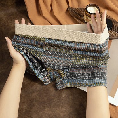 Andningsbara boxershorts för herr med geometriskt mönster – 1 set (3 st)