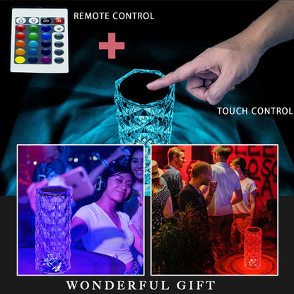 Romantiskt kristallros ljus med färgskifte